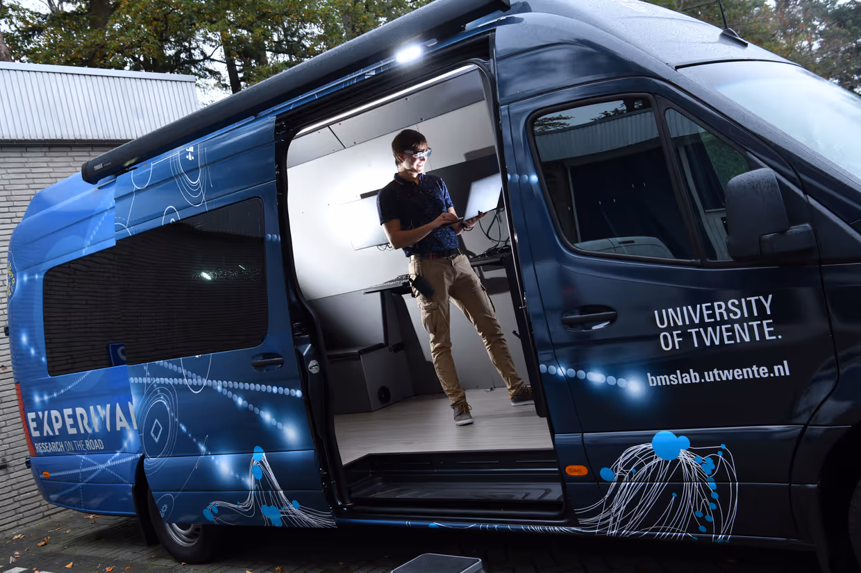 The BMS Lab Experivan opened with a researcher working inside.
