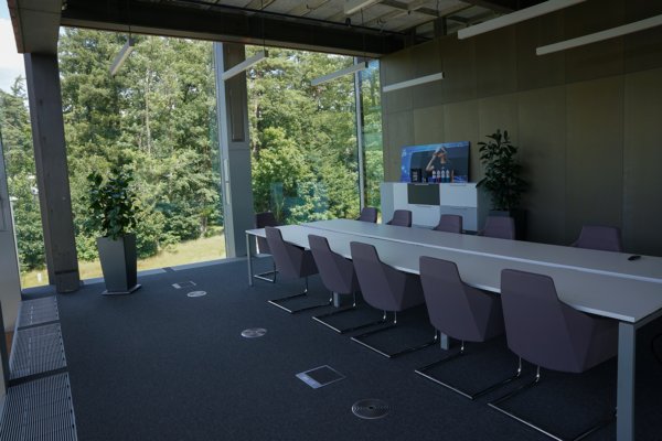 The former situation room in Ravelijn with 14 seats and 5 screens available for data visualisation.