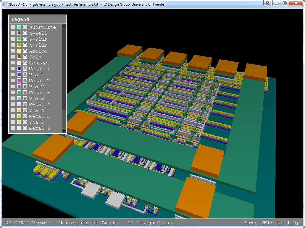 3D view of a chip layout