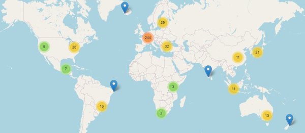 world map showing UT's partner universities